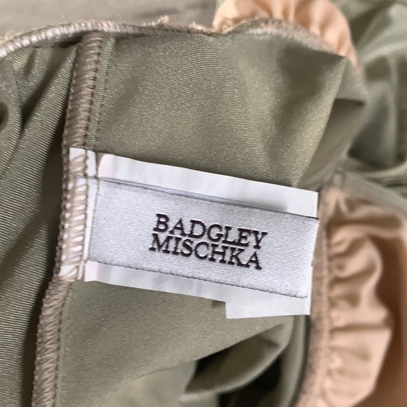 Badgley Mischka one piece swimsuit‎ dress beach rhinestone shimmer sage green M - Picture 11 of 12